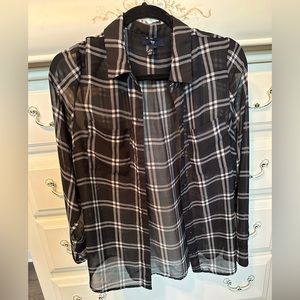 Black Sheer Button Down Flannel, GAP, Size Medium